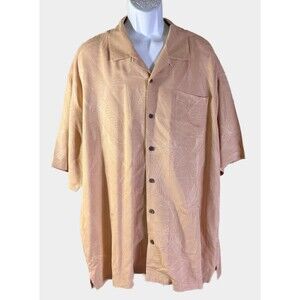 TOMMY BAHAMA Men's Short Sleeve Button Down Silk Floral Shirt Brown XXL/TTG